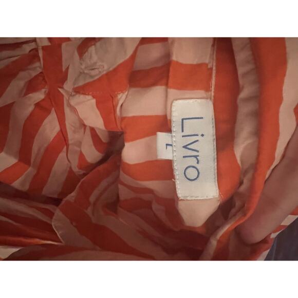 Livro Red Orange Striped Shirt Dress Maxi Pockets L - Picture 4 of 4